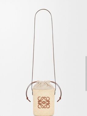 Loewe Mini Straw drawstring bag